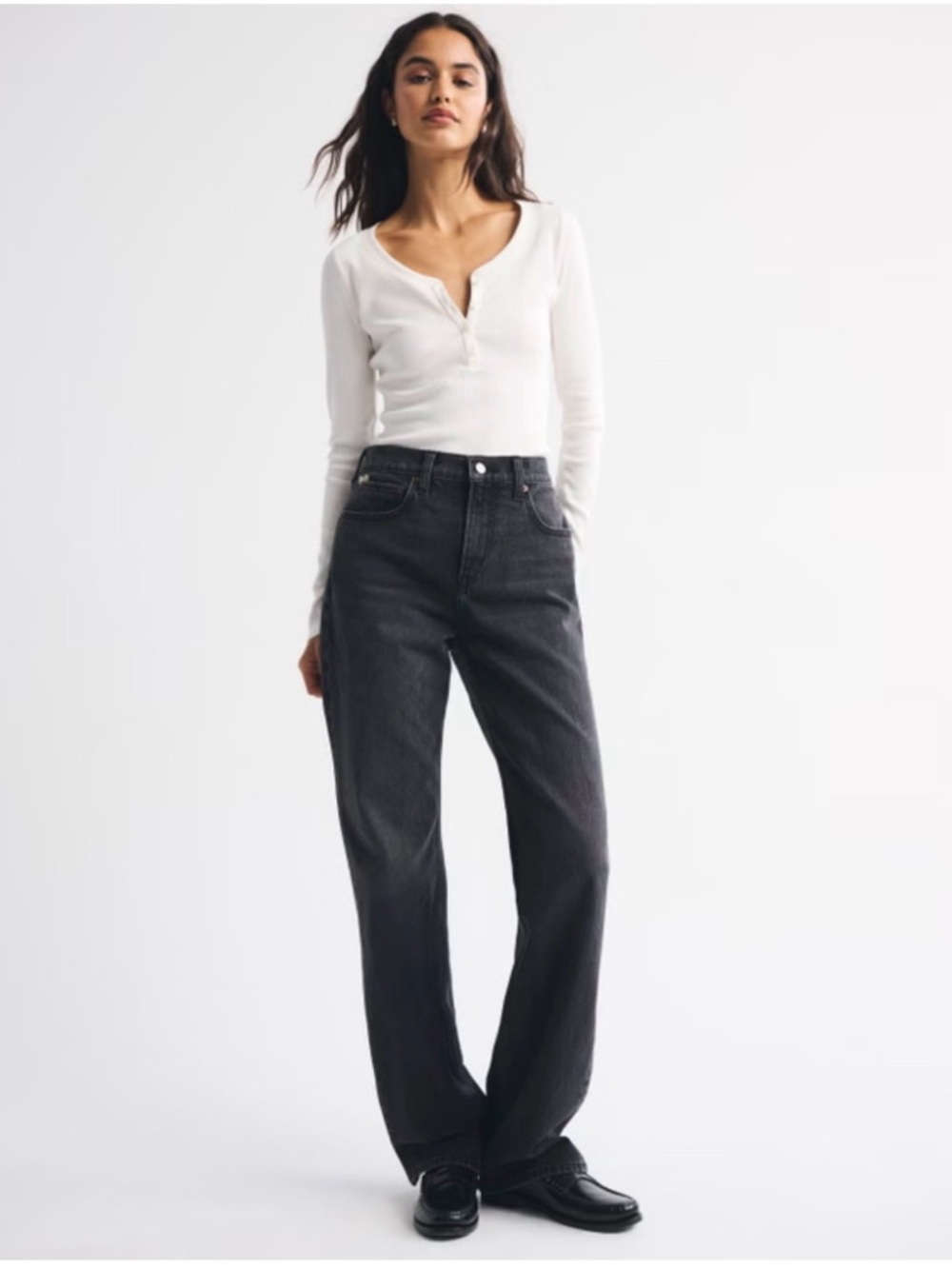 Abercrombie & Fitch Women's Black Wide-Leg Jeans
